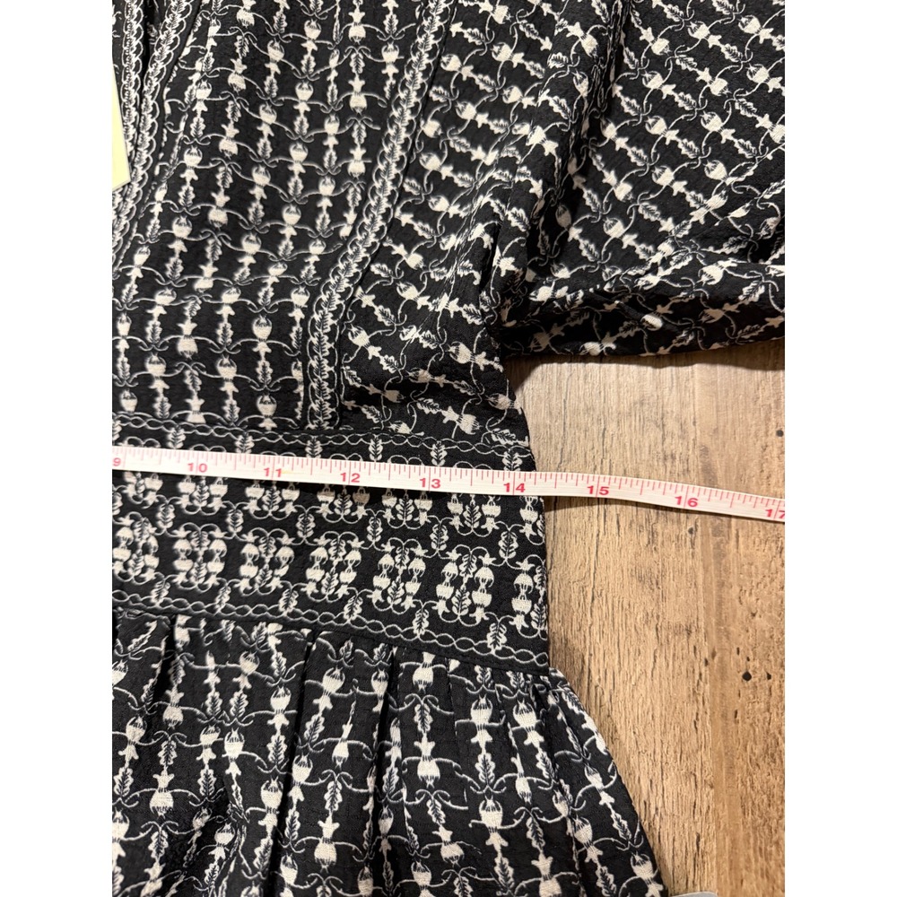 Max Studio London Mini Dress Women's Med Black White Geometric Puff Sleeve - Picture 7 of 8